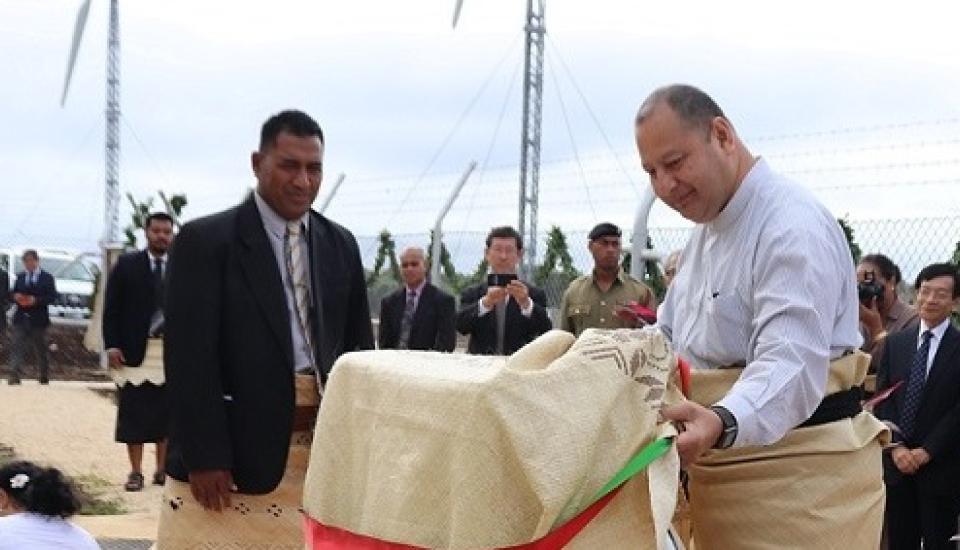 Image of King Tupou VI commissioned the Ii ‘o Manumataongo Wind Generation System