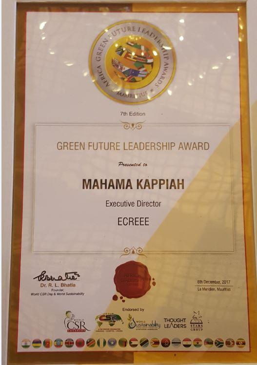 Image of Mahama Kappiah distinguished with the Green Future Leadership Award 