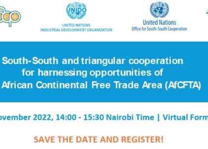 Image of GN-SEC presented as case study in the side event: “South-South and triangular cooperation for harnessing opportunities of the African Continental Free Trade Area (AfCFTA)”, 23 November 2022